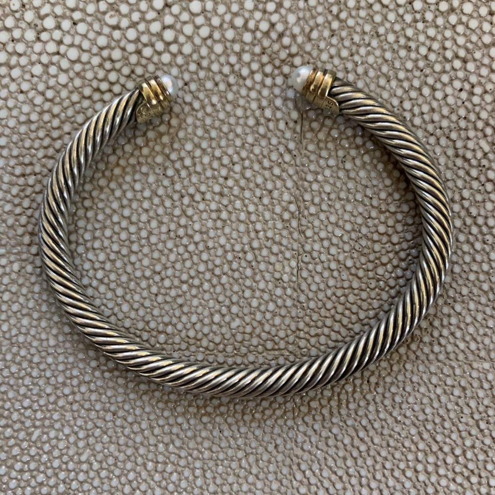 David Yurman sterling silver bracelet, pearl